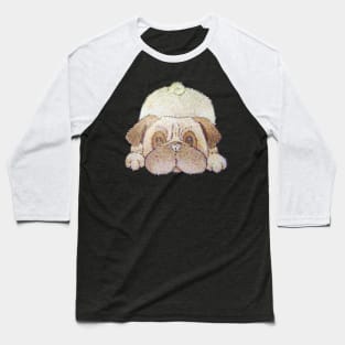 dog drawing play bowing cute pug Baseball T-Shirt